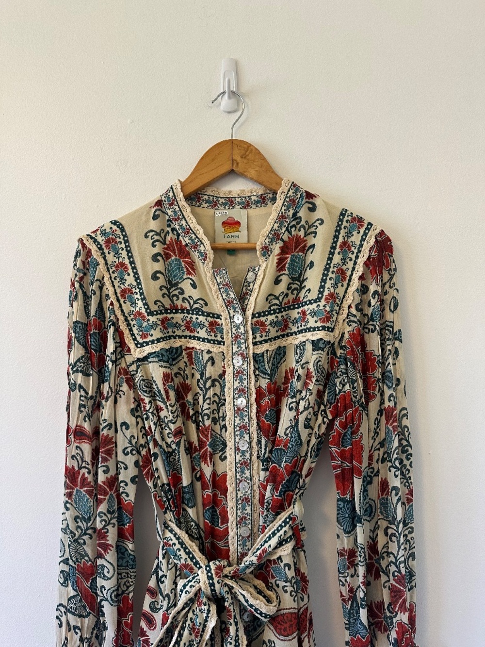 Farm Rio Francesca Long Sleeve Button Front Mini Dress | Size Large - Picture 6 of 12